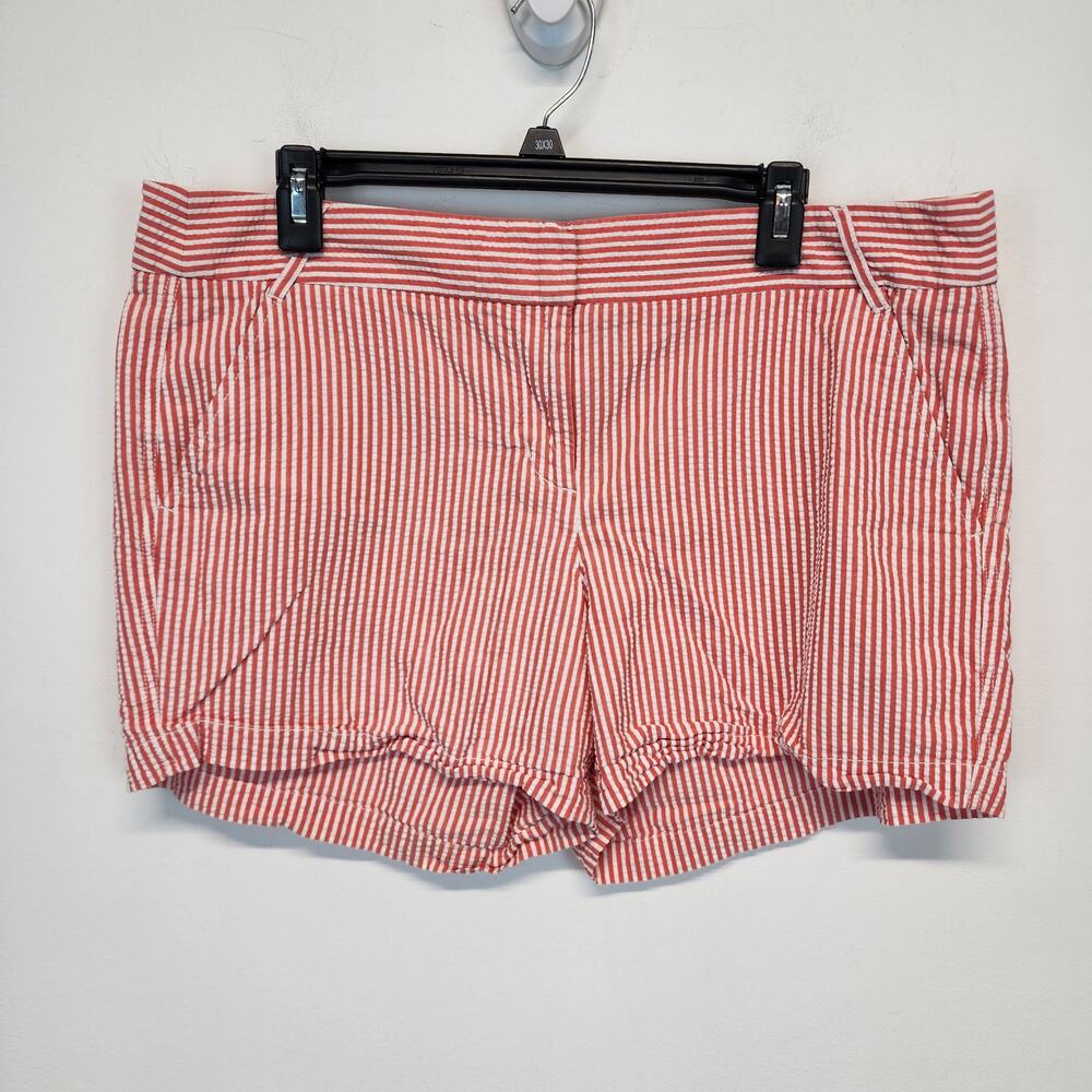 J.crew Womens City Fit Seersucker Chino Shorts Size 14 Red Coastal Preppy Chic
